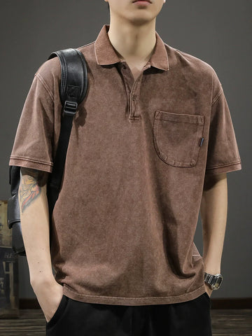 Retro Washed Cotton Men’s Short-Sleeve Polo Shirt